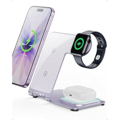 [Intoval] Intoval 3 in 1 Wireless Charger for iPhone 17/16/15/14/13/12,Wireless Charging Station for Apple Devices, Aluminum Charging Stand for iWatch 11 10 9 Ultra 3/2 SE 3/2,for AirPods 4 3 2 Pro 3/2