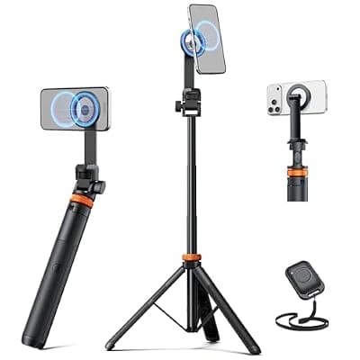 [eucos] EUCOS 62" Magsafe Tripod, Tripod for iPhone & Magnetic Selfie Stick Tripod with Remote, Strong Magnetic Phone Holder for Magsafe, Extendable Phone Tripod Stand for iPhone