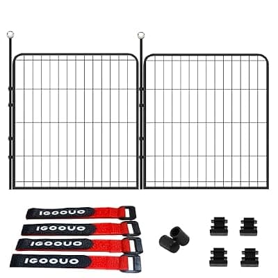 [IGOOUO] IGOOUO Puppy Playpen Indoor/Outdoor,24'' Portable Dog Playpen with Easy-Carry Straps,2 Add-On Panels Dog Pen Play Pen for Small Dogs,Rustproof Pet Playpen for Camping RV Yard