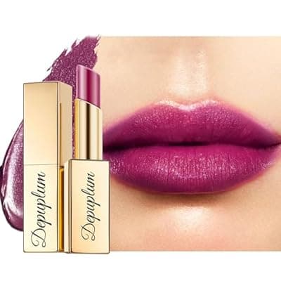 [Depuplum] Depuplum Dark Purple Shimmer Lipstick for Women Mulberry Moisture Tinted Lip Balm Nourish Dark Burgundy Lip Gloss Glitter Lip Stick (ZG109 Emotion - Mulberry)