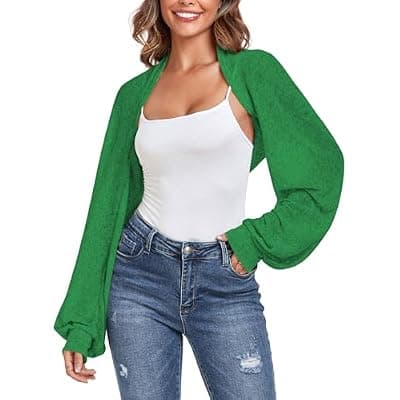 [ZAFUL] ZAFUL Women's Sheer Shrug Y2K Long Sleeve Cardigans 2026 Irregular Tie Front Bolera