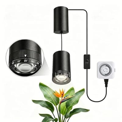 [Vellina] Vellina Retractable Hanging Grow Light, Adjustable Beam (10°-55°), 35W Full Spectrum LED Plant Light with Timer, CRI 98+ Pendant Lamp for Monstera, Fiddle Leaf Fig & Large Indoor Plants