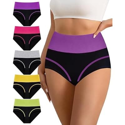 [YDQ] YDQ Women's Cotton Underwear High Waisted Postpartum Panties Soft Briefs Light Tummy Control Full Coverage 4/5 Pack