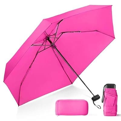 [LEAGERA] LEAGERA Compact Travel Umbrella with Case - Mini Umbrella for Purse, Small Lightweight &Tiny Design Perfect for Parasol Outdoor Sun&Rain Umbrellas