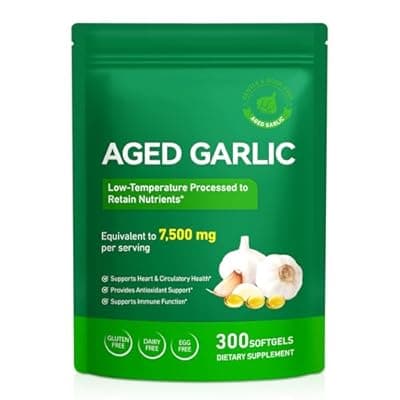 [UXENPHXF] UXENPHXF Aged Garlic Extract Capsules, Immune & Antioxidant Support Garlic Soft Capsules, Supports Heart & Circulatory Health,Take it Directly and Swallow it Whole,300 Softgels