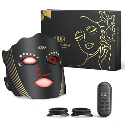 [AIUO] AIUO Red Light Therapy for Face, LED Face Mask Light Therapy, Rechargeable Red Light Therapy Mask for Face with Comfortable Light-Blocking Eye Protection & Timing Function At Home, Jet Black