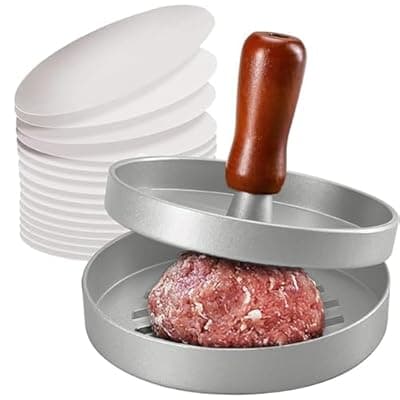 [Iosjeude] Smashed Burger Press 100 Patty Paper Set, Stainless Steel Burger Smasher Tool, Round Non-Stick Meet Beef Veggie Hamburger Mold, Press Patty Maker, Smasher Cooking Gadgets for Kitchen BBQ Grilling