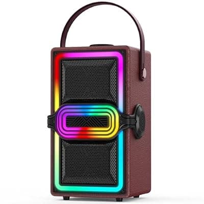 [TAMPROAD] TAMPROAD Bluetooth Speaker, 120W Peak Power Wireless Speakers Boombox with Deep Bass, Portable Loud Stereo Sound Subwoofer with LED Light Show for Party, Outdoor, Camping (Burgundy)