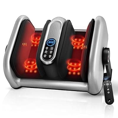 [JZBRAIN] JZBRAIN Pro Shiatsu Foot Massager with Heat for Plantar Fasciitis | L1-L9 Compression, Roller Kneading, Vibration, Soothing Heating, Remote Control, Adjustable Stand for Flat or Angled Use