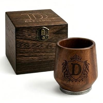 [DASYA] Wooden Whiskey Glass Premium Luxurious Gift for Man - Charred Bourbon Drinking Glasses for Men, Dad, Husband - Charred Old Fashioned Glass Unique Father's day Anniversary & Birthday Gifts for Him