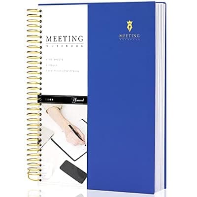 [Yoment] Yoment Meeting Notebook for Work with Action Items 8.5 x 11 Hardcover Professional Notebooks for Work Organizer Planner Business Meeting Notebooks for Note taking,Dark Blue