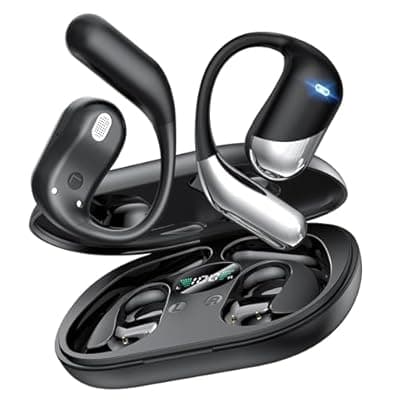 [Paekole] Ultra Open Ear Headphones,Over Ear Bone Conduction Earbuds with Ergonomic Earhook,Bluetooth Headphones 6.1 with Digital Display,60H Playtime,IP55 Waterproof, Comfort for Cycling,Running,Workout