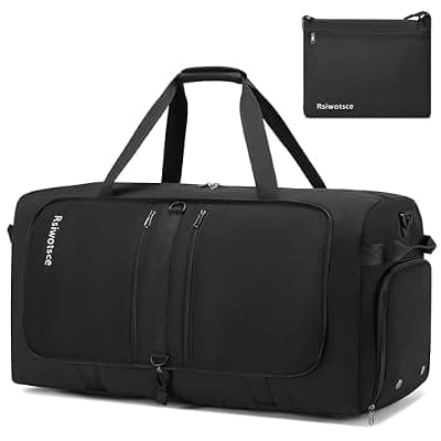 [Rsiwotsce] Rsiwotsce Large Foldable Duffle Bag for Travel, Lightweight Packable Duffel Bag for Traveling, Waterproof Weekender Bag for Women & Men with Shoe Compartment - 110L, 30" x 13.5" x 17"