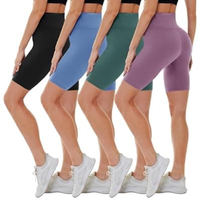 [CAMPSNAIL] CAMPSNAIL 4 Pack Biker Shorts for Women High Waist - 5"/8" Tummy Control Soft Athletic Yoga Workout Running Gym Shorts