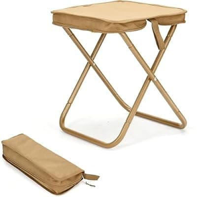 [ILVRX] ILVRX Folding Stool Ultralight (30 cm) - Beige Camping Stool for Adults up to 100 kg - Compact & Portable for Hiking, Fishing
