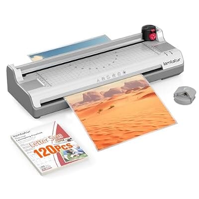[lamtetur] Laminator Machine 13Inch Wide with 120 Letter Size Laminating Sheets for A3/A4/A6,11X17 Thermal Hot&Cold 2 Roller Laminated 3-5Mil with Paper Cutter, Corner Rounder for Office Home School Teacher Use