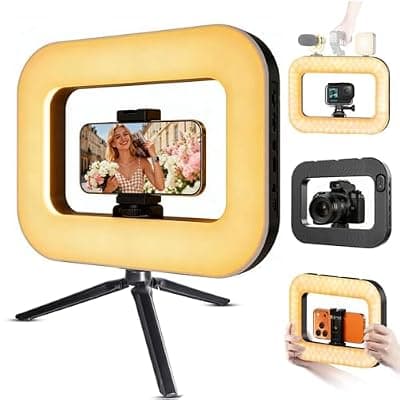 [LYDRIG] 20W 360° Ring Video Light with Built‑in Battery, 3H Continuous Lighting Portable Handheld Fill Light, Extendable for Mic & Camera Accessories, Easy One‑Click Shooting for Vlogging Selfie Live Stream