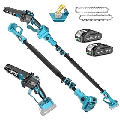 [Seesii] SEESII 2-in-1 Electric Pole Saws for Tree Trimming, 6 Inch Mini Chainsaw Cordless with Extension Pole, Battery Powered Pole Chain Saw, Tree Trimmer Limb Branch Cutter Pruner with 2 Battery P6 Plus