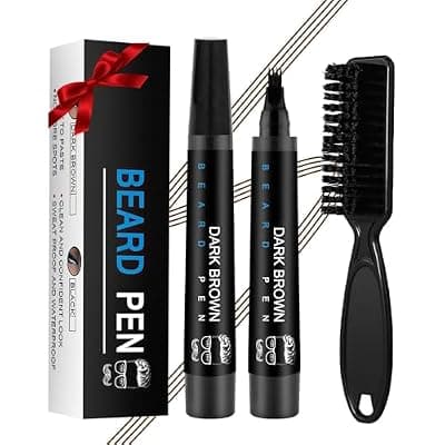 [Ihrlpxkc] Beard Pencil Filler for Men Black - Beard Pen with Brush, Barber Pencil Smudge-proof & Water-proof Mens Grooming Kits Creating Natural Beard Color, Gifts for Men (Dark Brown)