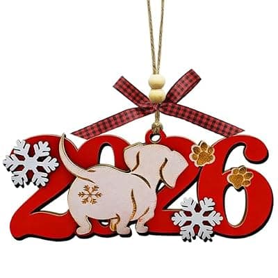 [JZILU] Dachshund Ornament,Funny Christmas Ornaments 2026,Wooden Weiner Dog Ornament,Personalized Pet Ornaments for Christmas Tree-Dachshund Gifts for Women,Gifts for Dog Lovers