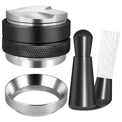 [ELESULTRA] ELESULTRA 51mm Espresso Accessories Kit - WDT Tool Espresso Tamper, Coffee Distribution Tool, Dosing Funnel, Dual Head Coffee Leveler Fits Delonghi 51 mm Espresso Machines and Portafilters
