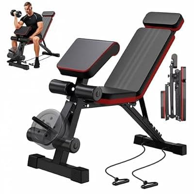 [ALSO GO] ALSO GO Adjustable Weight Bench, Workout Benches with Leg Extension, Foldable Incline Decline Bench Press, Roman Chair, Full Body Strength Training Equipment for Home Gym