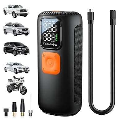 [Elccyu] Tire Inflator Portable Air Compressor, 160 PSI Fast Inflation with 22 Cylinder Motor, Cordless Tire Pump with Digital Pressure Gauge, Auto Shut-Off, Air Pump for Car, SUV, Motorcycle, Bicycle, Black