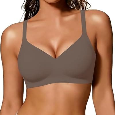 [As Fairy] As Fairy Womens Soft Comfortable No Underwire Bras V Neck Seamless Push Up Bralettes Full Coverage Tshirt Brassiere
