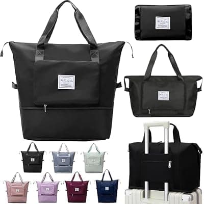 [AYWVRBST] Large Capacity Foldable Travel Bag, Sports Shoulder Bag, Duffel Bag with Wet and Dry Separation, Oxford Fabric, Waterproof(Jet-Black)