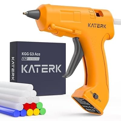 [Katerk] Katerk 3.7V Cordless Hot Glue Gun, 90s Fast Heating, Mini Glue Gun with 15 Glue Sticks, USB-C Rechargeable with 2000mAh Built-in Battery, Ideal for DIY, Gift Making, School Crafts & Repairs (Yellow)