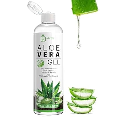 [ABOTE] ABOTE Organic Aloe Vera Gel from 99% Pure Aloe for All - Ideal for After Suncare, Post - Shave & Itchy Skin - Works on Face, Body & Hair Care, Family Pack Size 13.53 fl oz, 400ml