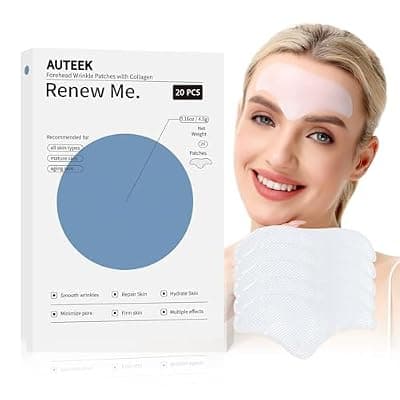 [Auteek] Auteek Forehead Wrinkle Patches Overnight 20pcs with Collagen & Seaweed Polysaccharides, Anti Wrinkle Patches for Smooth Fine Lines & Wrinkles, jelly forehead patches Treatment for Skin Care