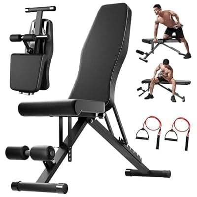[ALSO GO] 2026 ALSO GO New Adjustable Weight Bench, Workout Benches with Leg Extension, Foldable Incline Decline Bench Press, Roman Chair, Full Body Strength Training Equipment for Home Gym