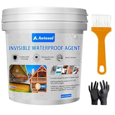[Autosel] Transparent Waterproof Coating 35oz, Invisible Waterproof Leak Repair Agent for Roofs, Walls, and Garden, Water-Based Clear Sealant for Indoor & Outdoor