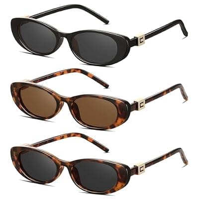 [YMRFW] YMRFW Retro Oval Cat Eye Sunglasses for Women Trendy Narrow Small Oval Sun Glasses 90s Vintage Shades