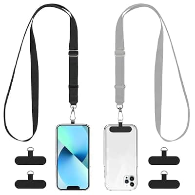 [Python Trend One] Cell Phone Lanyard Universal for iPhone Phone Full Case, Crossbody Cellphone Lanyards, Around Neck Hanging Necklace Sling, Cross Body Shoulder Strap, Anti-Theft, Hands Free (2 Pack Flat)