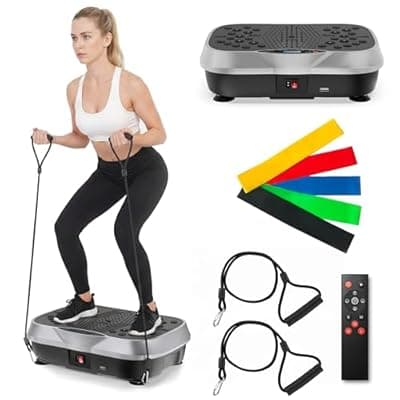 [ALSO GO] Also GO Vibration Plate Exercise Machine for Lymphatic Drainage, 10 Preset Modes & 200-Level Vibrating Platform for Whole Body Fitness, Bluetooth Audio, Home Gym Shake Plate with Resistance Bands