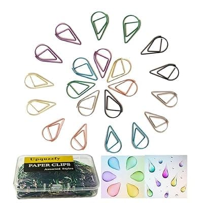 [Upquzzfy] Upquzzfy 140 Pcs Metal Droplet Shaped Paper Clips - Colorful Paperclips Cute Office Supplies for School & Party Décor