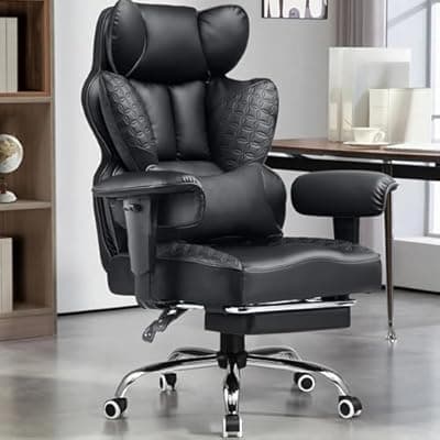 [GTPLAYER] GTPLAYER Big and Tall Gaming Chair 400lbs Heavy Duty Office Chair with Foot Rest & Ergonomic Pocket Spring Lumbar Support, High Back 3D Saddle Shaped Cushion for Back Pain Relief, Matte-Black