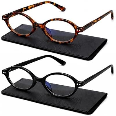 [Bossace] Bossace 2 Pack Oval Blue Light Glasses for Women, Lightweight TR90 Small Frame with Spring Hinge for All-Day Comfort, Anti UV Glare & Eyestrain