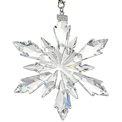 [JUNQIU US] Christmas Ornaments 2026, Crystal Glass Snowflake Ornaments Christmas Tree | Star Crystal, Sparkly Beautiful Cute Unique, Ornament Gift For Family Friends, with Crystal Bead Strings and Blue Ribbon