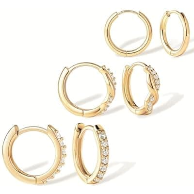 316L Surgical Stainless Steel Hoop Earrings Set for Women 6mm 8mm 10mm 12mm Hypoallergenic Lightweight Cute Mini Cartilage Helix Targus Conch Rook Lobes Sleeper Everyday Earrings for Multiple Piercing