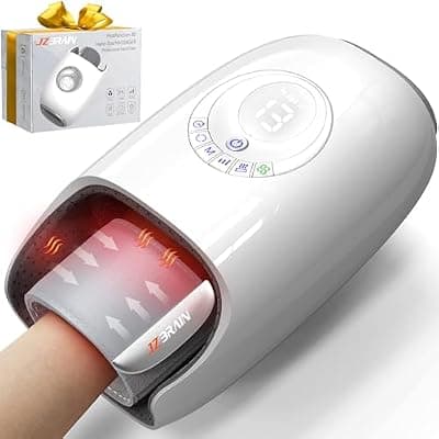[JZBRAIN] JZBRAIN Hand Massager with Heat and Compression : Full Hand & Wrist Massage, Cordless Electric Hand Massager with 6 Modes & 6 Intensities for Office, Seniors Daily Comfort & Relaxation (White)