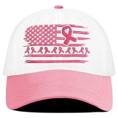 [ZVUZVO] ZVUZVO Breast Cancer Gifts for Women, Breast Cancer Awareness Accessories, Embroidered Pink Ribbon Baseball Cap Hat