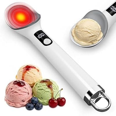 [Vabaso] Vabaso Upgraded Heated Ice Cream Scoop with Removable Battery, Electric Ice Cream Scooper with LED Display, Dishwasher Safe, Heats to 158°F for Hard Ice Cream - Easy for Seniors