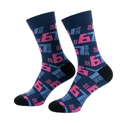 [Lidylsm] Lidylsm 67 Novelty Crew Socks for Men Women Teens, Cotton Breathable Six Seven Meme Gift Socks, Dark Blue