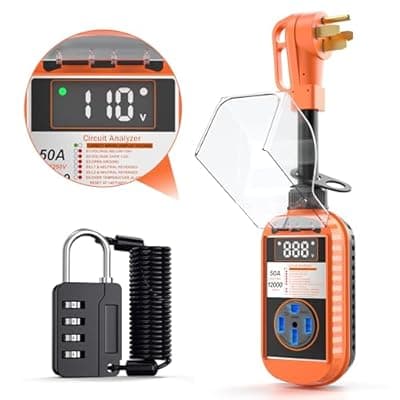 [ZEALBON] ZEALBON Smart RV Surge Protector 50 Amp Waterproof, 12000 Joules with LCD Display, RV Circuit Analyzer with Waterproof Cover, RV Power Voltage Protection Guard Camper Accessories for Travel Trailers