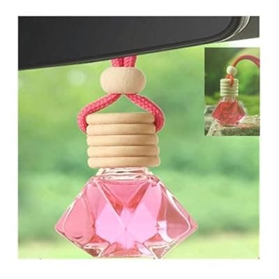 [mudong] Red Car Air Freshener 8ML Car Perfume Glass Pendant 2PCS with 20ML Spare Natural Perfume Decoration Car Perfume Air Freshener(Charming Encounter)
