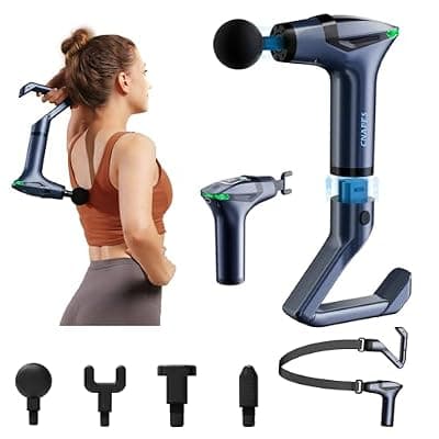 [CNAPES] CNAPES 3-in-1 Percussion Massage Gun with Extension Handle - Detachable Muscle Massage Gun Deep Tissue for Back, Neck, Shoulders, Arms,& Thighs, 12 Speeds 4 Heads, Portable for Home, Gym, Office