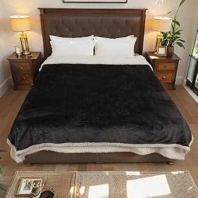 [LaffyLo] LaffyLo Electric Heated Blanket Twin Size 62" x 84", Dual-Sided Flannel Sherpa, LCD Display 10 Heat Levels 1-12H Auto-Off, ETL Certified Machine Washable for Bed & Couch, Iron Gray